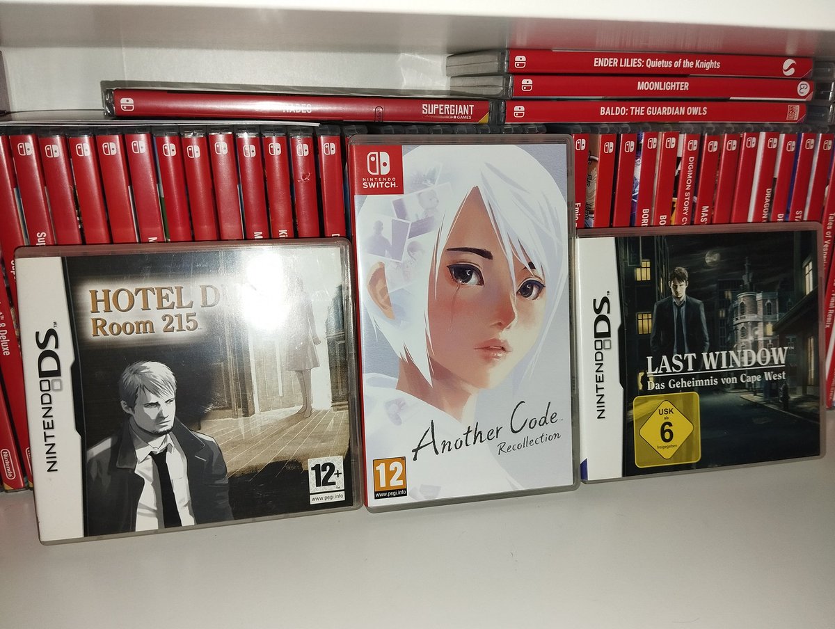 magmadigan's tweet photo. Cuatro joyas, dos grandes personajes y una gran historia. #HotelDusk #LastWindow #Ashley #KyleHyde #NintendoDS #NintendoSwitch @NintendoES https://t.co/O4C2HiR5Lr