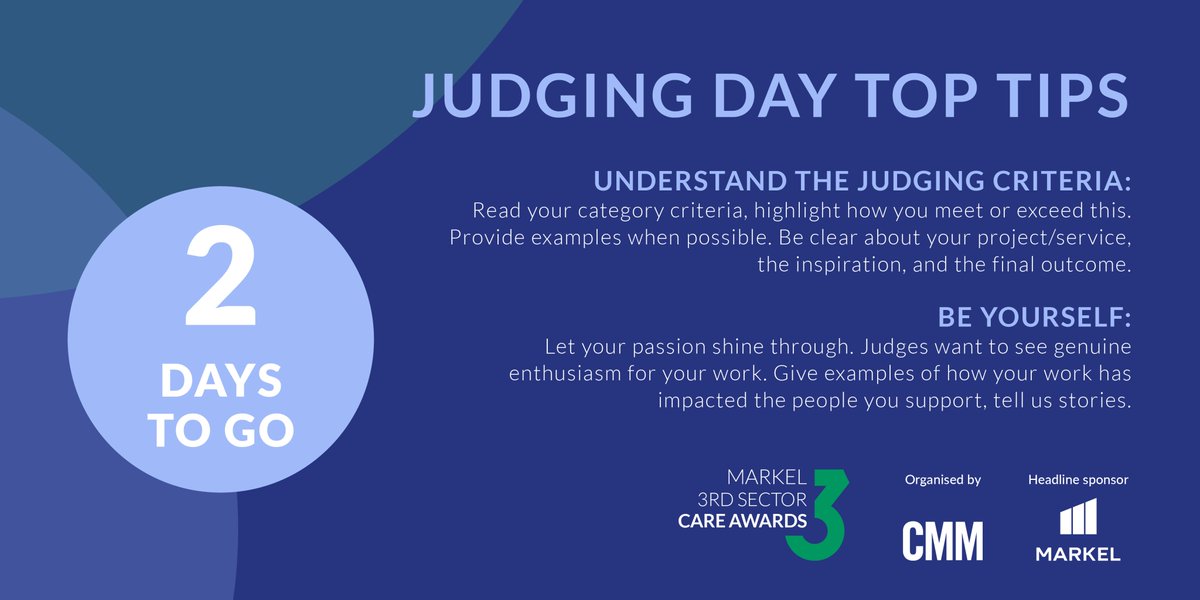 2 days to go until the <a href="/MarkelUK/">Markel UK</a>  #3rdSectorCareAwards #JudgingDay, are you ready? #Finalist #Awards #Ceremony caremanagementmatters.co.uk/3rd-sector-car…