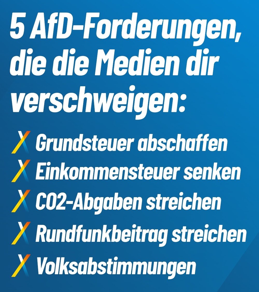 5 #AfD Forderungen, die die links-grünen Medien bewusst verschweigen! 🇩🇪 #Lanz #Weidel #Maischberger #GEZabschaffen