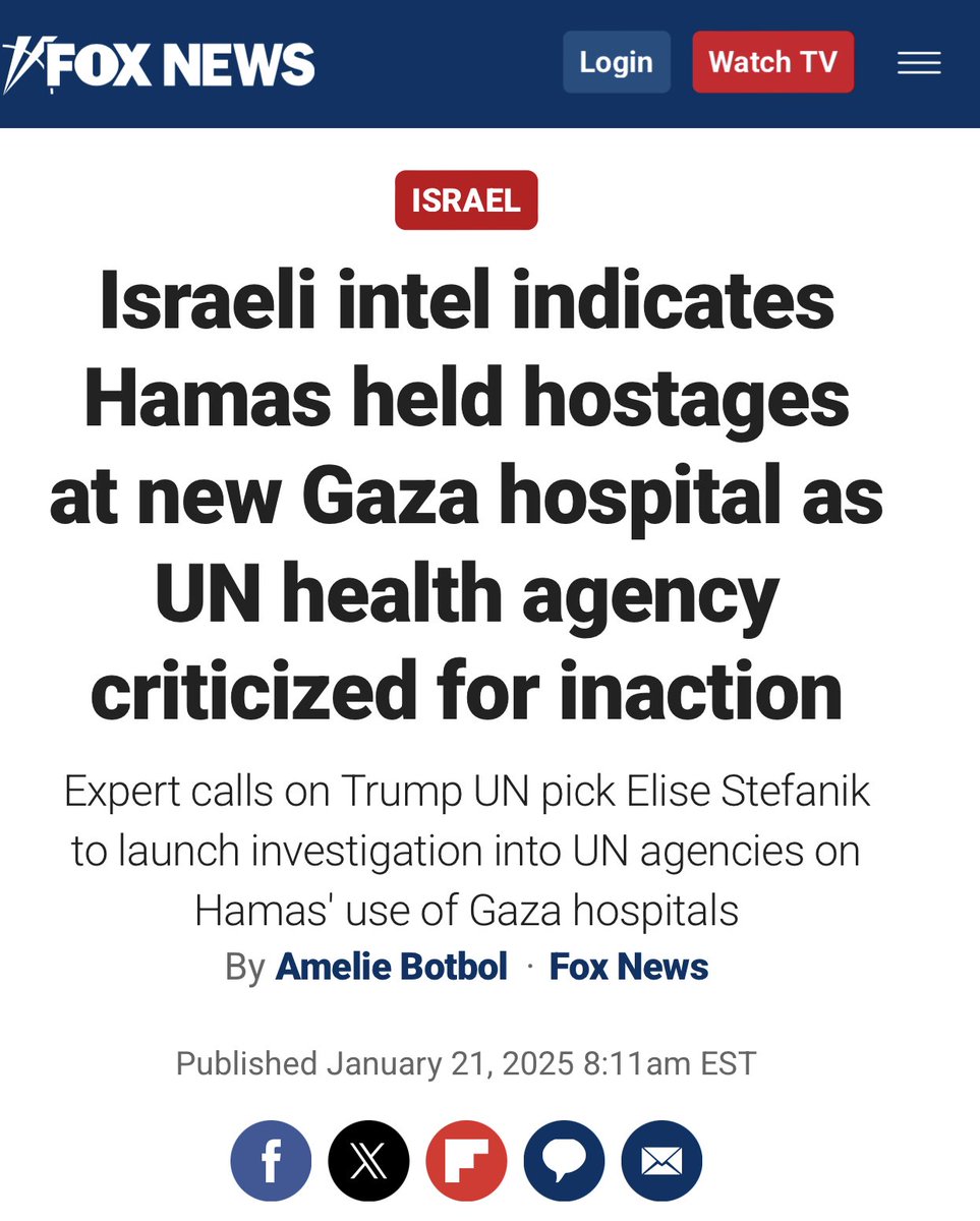 Your aid dollars at work: Hamas held hostages at new Gaza hospital! 

Any comment <a href="/DrTedros/">Tedros Adhanom Ghebreyesus</a> <a href="/WHO/">World Health Organization (WHO)</a> <a href="/ICRC/">ICRC</a> <a href="/UN/">United Nations</a>?

At least President Trump and Elise Stefanik are here now, to use a sledge hammer to these Hamas outposts!

Read more by <a href="/DatReporter/">Amelie Botbol</a> in <a href="/FoxNews/">Fox News</a>: foxnews.com/world/israeli-…