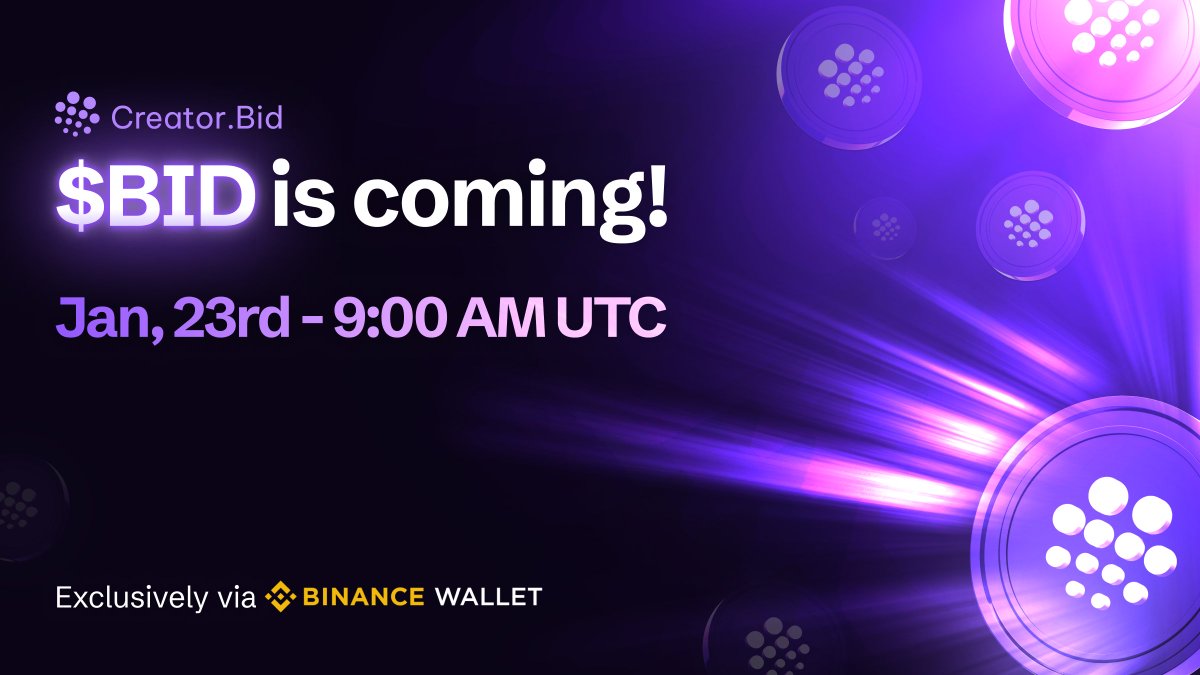 Creator.Bid 🕵️🗝️ (@creatorbid) on Twitter photo $BID is coming and we are thrilled to announce <a href="/BinanceWallet/">Binance Wallet</a> as the partner for our Public Launch!
Launch Page (includes participation guide): sale.creator.bid
We selected Binance Wallet as our partner due to its unmatched credibility and industry-leading status. $BID is coming and we are thrilled to announce <a href="/BinanceWallet/">Binance Wallet</a> as the partner for our Public Launch!
Launch Page (includes participation guide): sale.creator.bid
We selected Binance Wallet as our partner due to its unmatched credibility and industry-leading status.