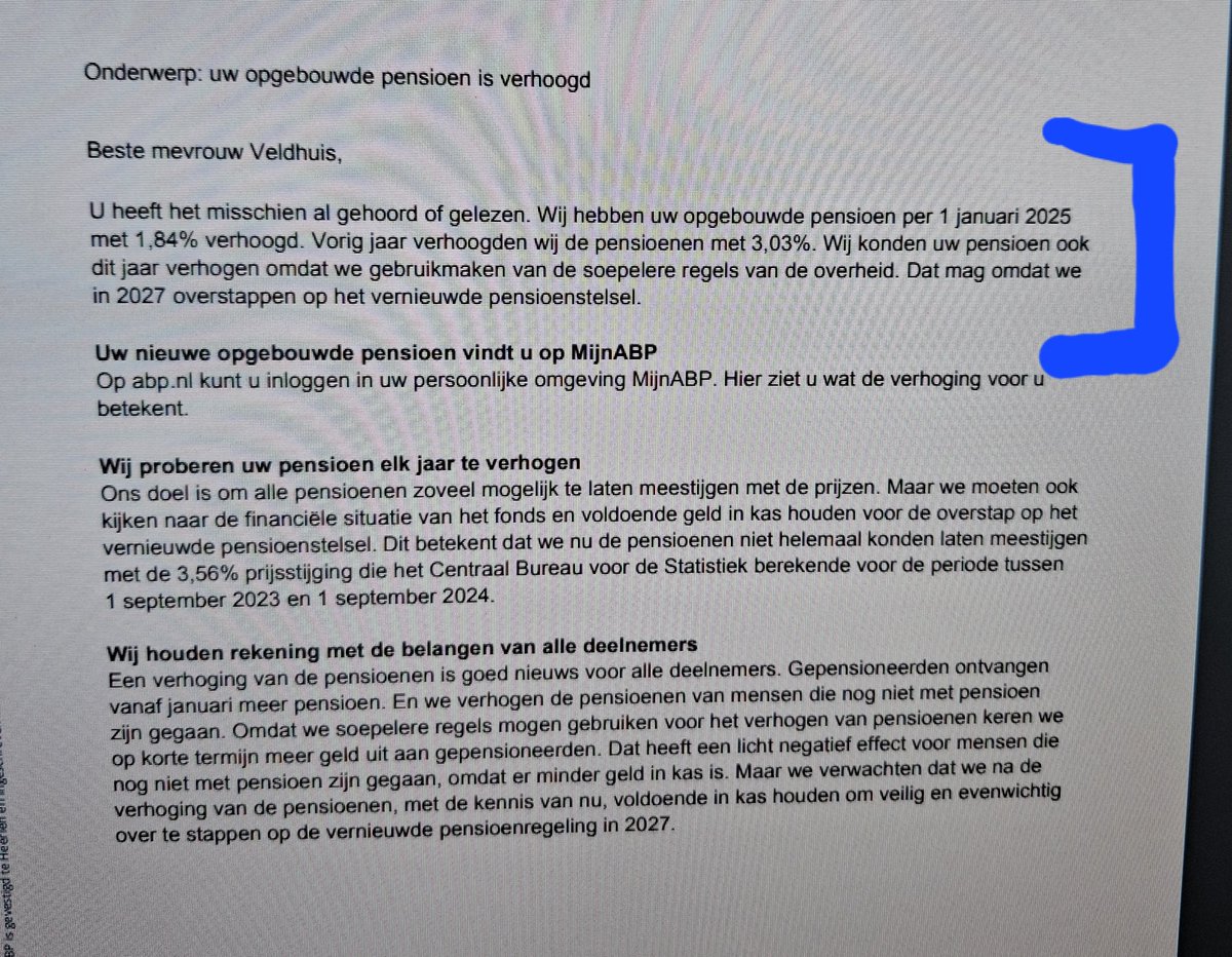 'Wij konden uw pensioen ook dit jaar verhogen omdat we gebruik maken van de soepelere regels van de overheid. Dat mag omdat we overstappen op het vernieuwde pensioenstelsel'

Koekoek!!