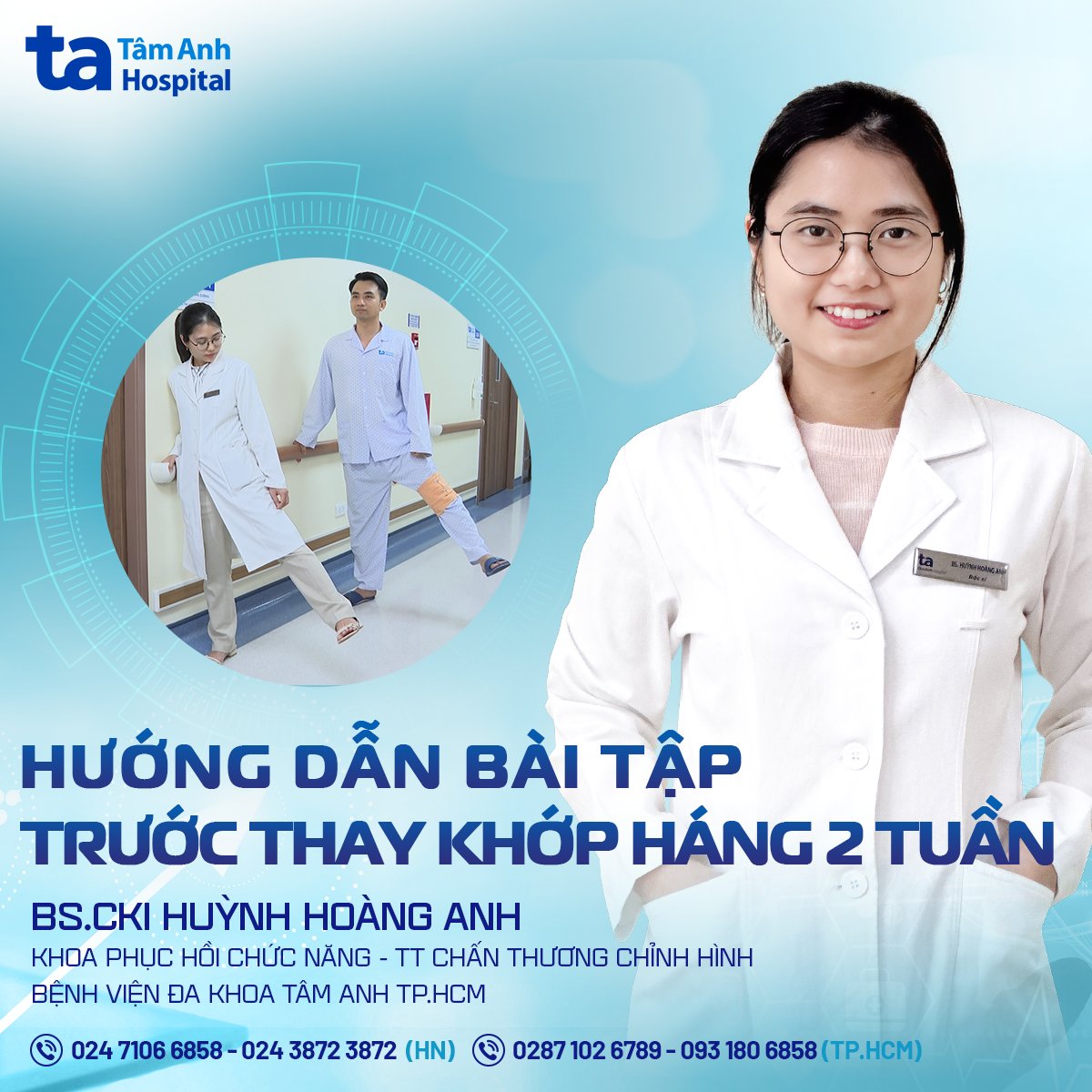 YhocthethaoTA's tweet photo. 💥Chỉ với 5 bài tập đơn giản trong 2 tuần trước khi phẫu thuật thay khớp háng, người bệnh có thể rút ngắn hơn thời gian hồi phục
👉Xem ngay: https://t.co/k6ALoE1Py0
#Benhvientamanh #Tamanhhospital #ctchtamanh #y_hoc_thuong_thuc #video #bvta #Success https://t.co/Y4UmKXlibN