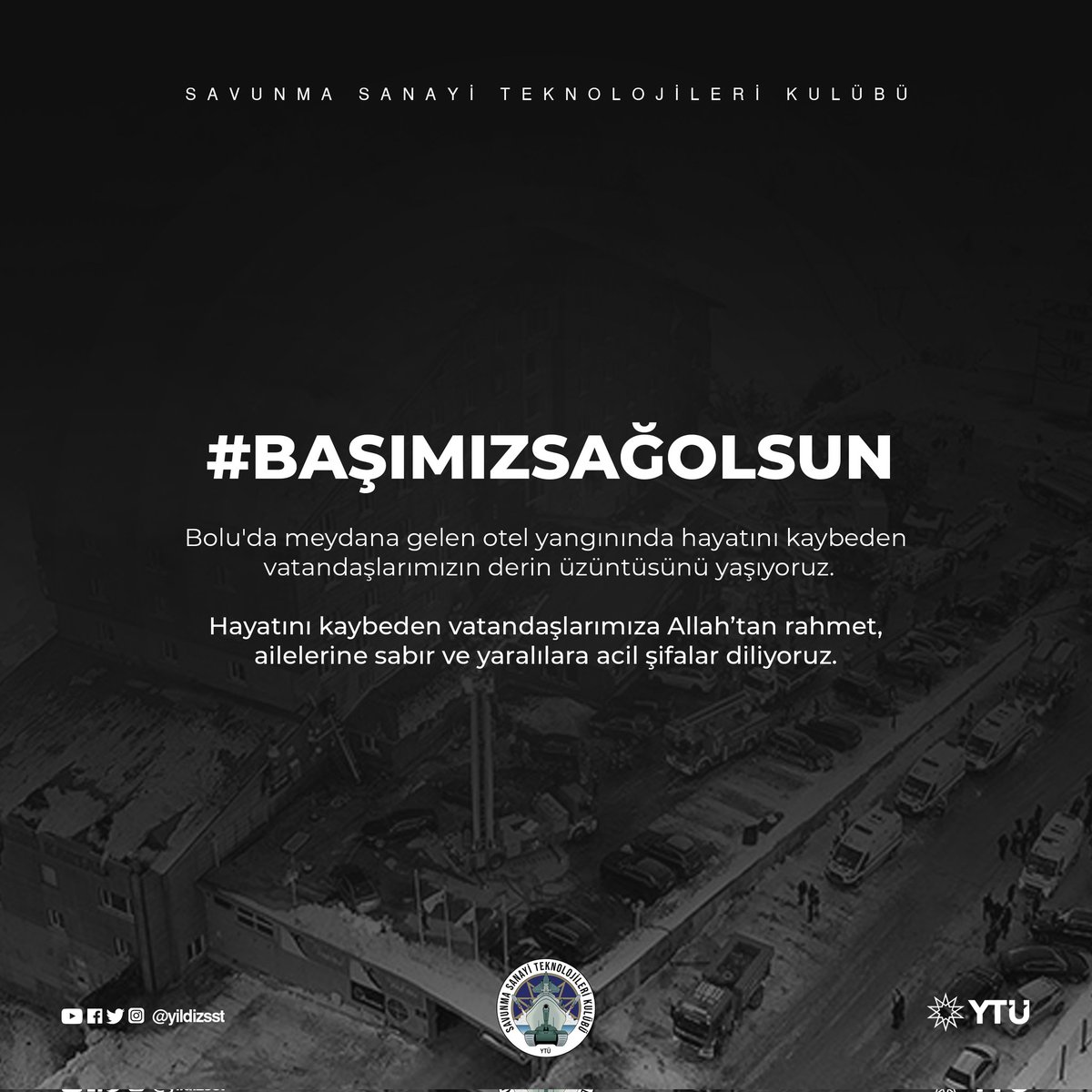 Bolu'da meydana gelen otel yangınında hayatını kaybeden vatandaşlarımızın derin üzüntüsünü yaşıyoruz.

Hayatını kaybeden vatandaşlarımıza Allah'tan rahmet, ailelerine sabır ve yaralılara acil şifalar diliyoruz.