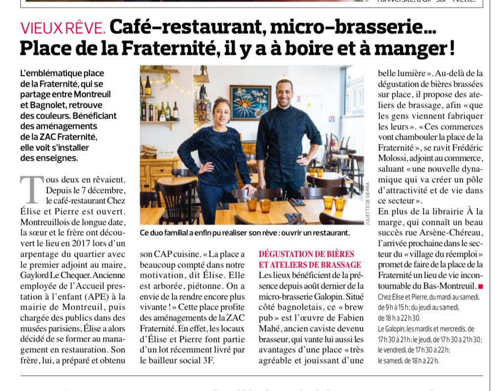 « Montreuillois de longue date, la sœur et le frère ont découvert le lieu en 2017 lors d’un arpentage du quartier avec le premier adjoint au maire, Gaylord Le Chequer » ♥️ .

Cette place profite des aménagements de la ZAC Fraternité. C’est là qu’ils ont enfin pu réaliser leur