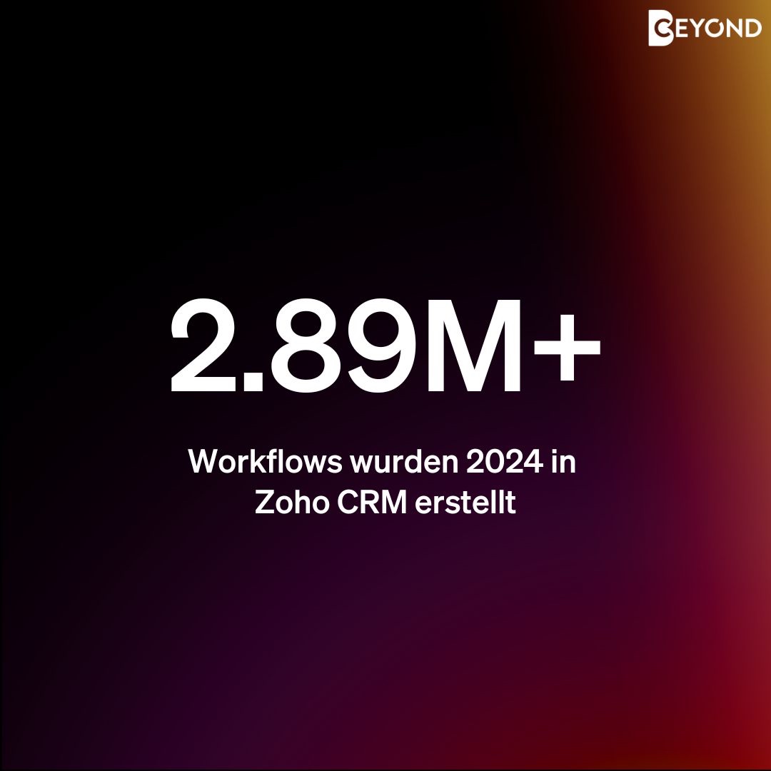 🚀 2.89M+ Workflows wurden 2024 in Zoho CRM erstellt 🎉
Als Zoho Premium Partner in Österreich unterstützen wir bei CEYOND Unternehmen dabei, ihre Prozesse auf das nächste Level zu bringen. 💼✨ #CRM #ZohoCRM #Workflow #Excellence