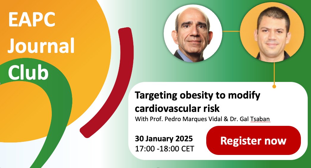 Sampath Kumar Amaravadi (@sampathkpt) on Twitter photo 📢 🌟EAPC Journal Club: Targeting Obesity to Modify Cardiovascular Risk 🌟
📅⌚️30th January 17:00 - 18:00 CET
🔔Topic: The role of semaglutide in Obesity & CVD risk
✍️ Register now: lnkd.in/eiAUpG-q
🔥An event not to miss!
<a href="/escardio/">European Society of Cardiology</a> <a href="/ESC_Journals/">European Society of Cardiology Journals</a> <a href="/GalTsaban/">Gal Tsaban</a> 📢 🌟EAPC Journal Club: Targeting Obesity to Modify Cardiovascular Risk 🌟
📅⌚️30th January 17:00 - 18:00 CET
🔔Topic: The role of semaglutide in Obesity & CVD risk
✍️ Register now: lnkd.in/eiAUpG-q
🔥An event not to miss!
<a href="/escardio/">European Society of Cardiology</a> <a href="/ESC_Journals/">European Society of Cardiology Journals</a> <a href="/GalTsaban/">Gal Tsaban</a>
