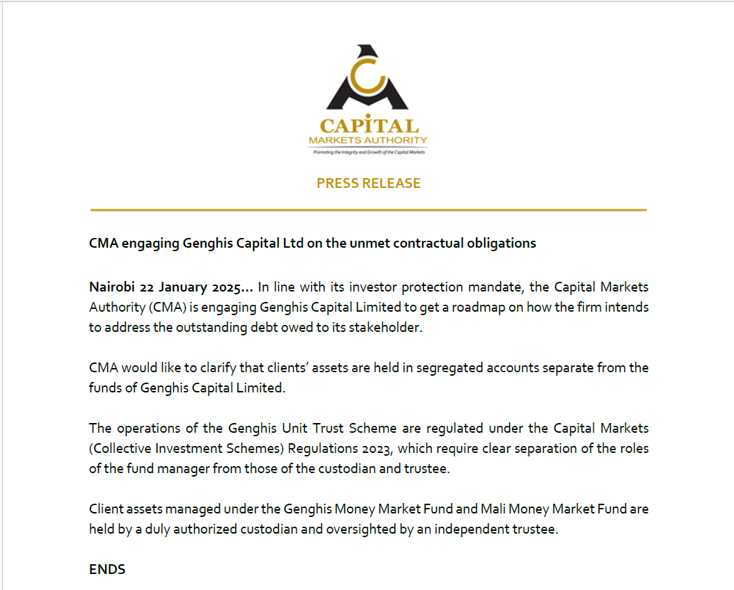CMAKenya's tweet photo. Investor Alert! https://t.co/IrXLtO4mSI