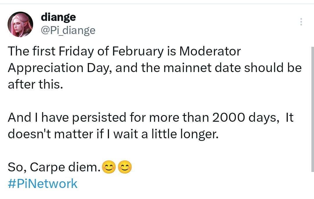 PiNewsMedia's tweet image. BREAKING: Pi Network's official Pi Art creator and Moderator says: "The first Friday in February is Moderator Appreciation Day, and the mainnet date should be after that" 🔥

Is this a hint at an Open Network/Mainnet date announcement?

#PiNetwork