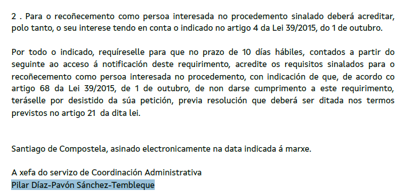 A Xunta quere desbotar a minha alegação contra ALTRI e reclama que acredite a minha condição de interessado.  A mercenária de dobre-guião é Pilar Díaz-Pavón Sánchez-Tembleque Como devo proceder para manter ativa a alegação?
<a href="/Altri_non/">Altri NON (enfurecido!)</a>