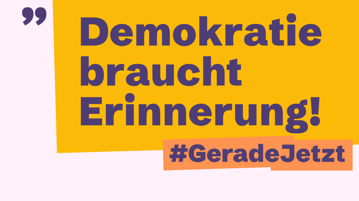 Der 80. Jahrestag der Befreiung vom #Nationalsozialismus fällt in eine Zeit der Herausforderungen für Gedenkstätten. Unsere gemeinsame Kampagne #GeradeJetzt will die Relevanz der #Erinnerung an die Verbrechen der Nationalsozialisten für unsere heutige #Demokratie zeigen.