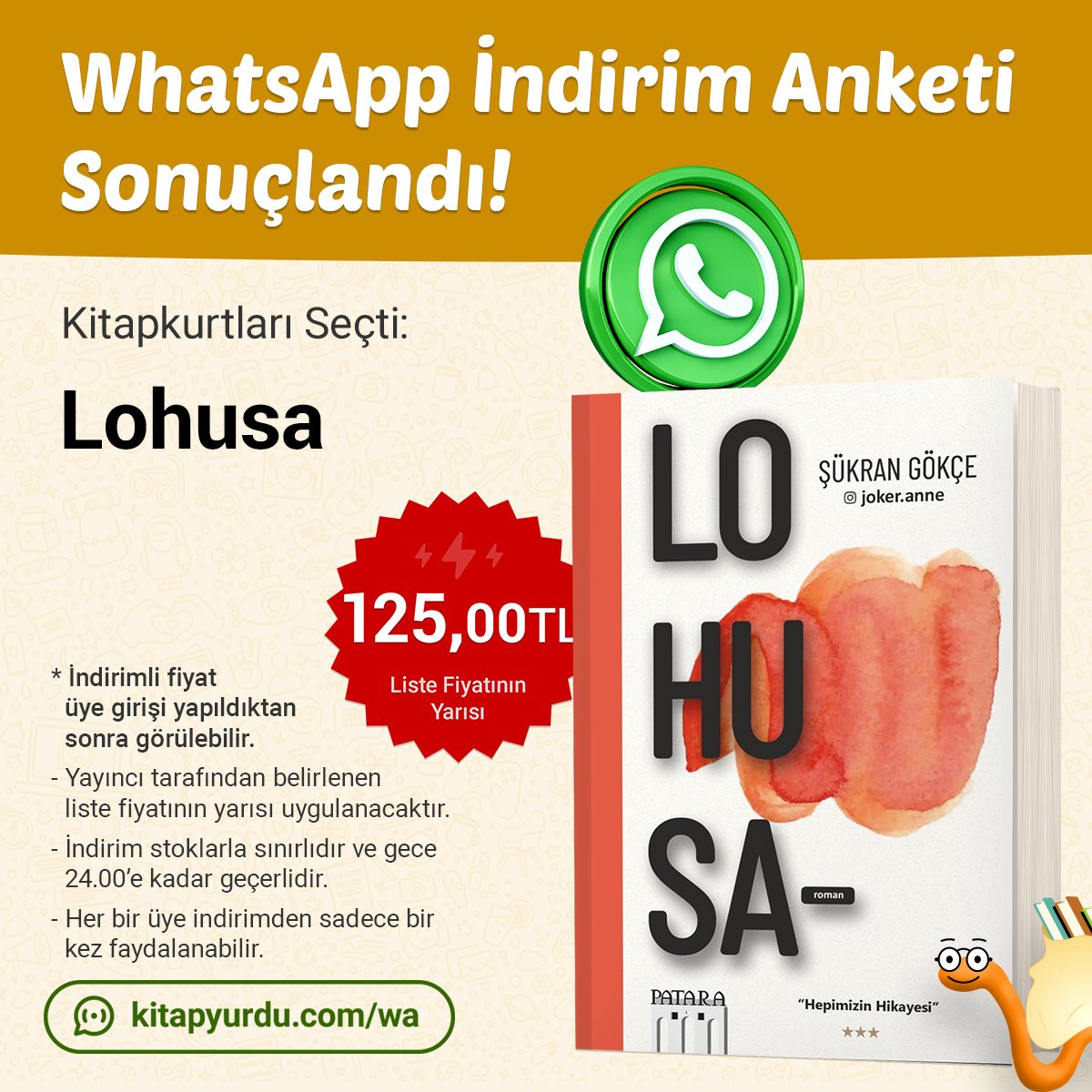 📚Kitapkurtlarının oylarıyla seçilen “Lohusa - Hepimizin Hikayesi” sepette sadece; 125,00  TL. 
Hemen satın almak için;  bit.ly/4hr3jva