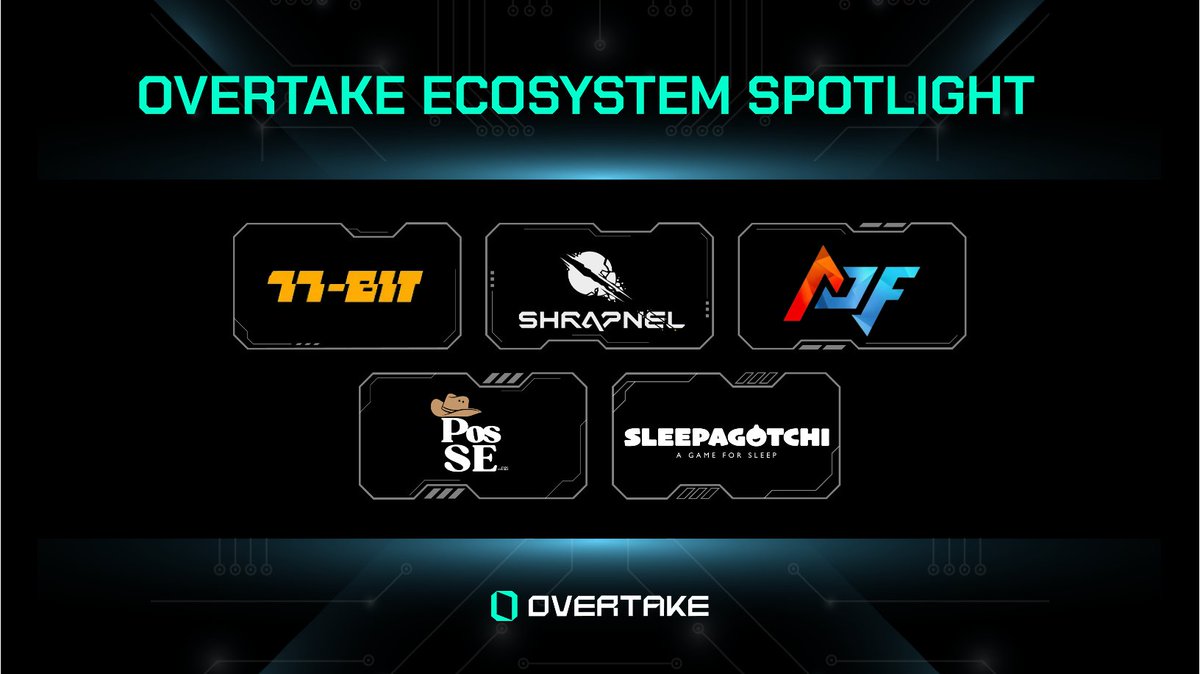 OVERTAKE ECOSYSTEM SPOTLIGHT

We’re welcoming incredible partners to amplify the Web3 gaming experience on OVERTAKE:

Ft. <a href="/playSHRAPNEL/">SHRAPNEL</a>, <a href="/the77bit/">77-Bit</a>, <a href="/moba_aof/">Arena of Faith</a>, <a href="/sleepagotchi/">Sleepagotchi 💤🦖</a>, <a href="/PosseStudio/">Posse Studios</a>.

Stay tuned for exciting announcements and collaborations coming your way! 👀