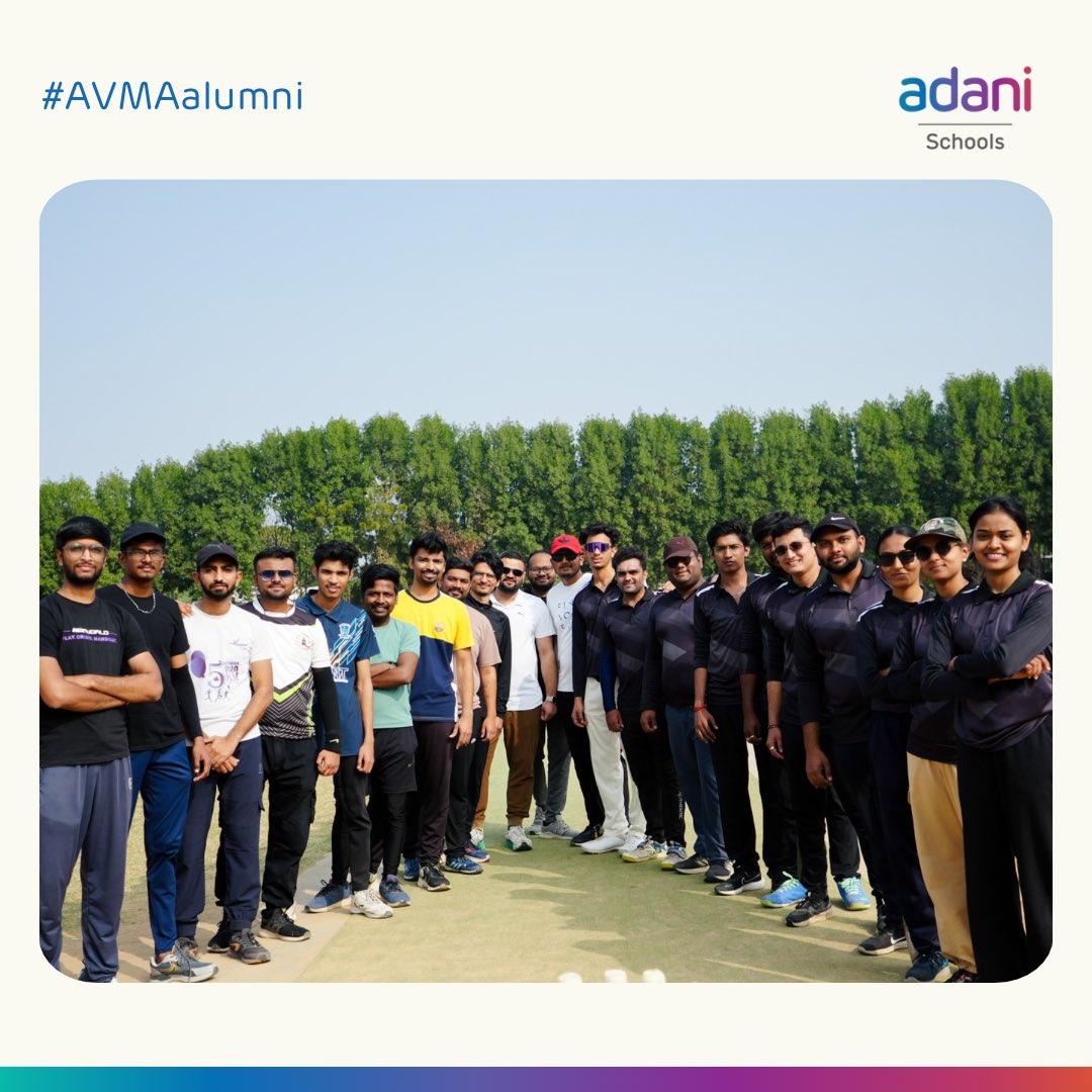 Adani_Schools's tweet photo. AVMA Alumni Sports Meet 2024: 𝐂𝐨𝐧𝐧𝐞𝐜𝐭.𝐂𝐨𝐦𝐩𝐞𝐭𝐞.𝐂𝐞𝐥𝐞𝐛𝐫𝐚𝐭𝐞!
160+ alumni from 2014-2024 reunited for a day of sports, memories &amp; camaraderie.
8 teams. 11 matches.Infinite bonds.
From cricket thrills to teacher reunions, every moment celebrated the AVMA spirit. https://t.co/0hNhQcurgO