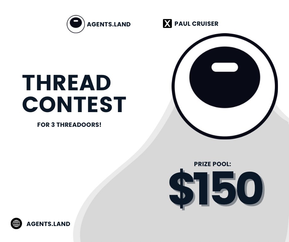 A WHOOPING $150 THREAD CONTEST

For  3 Threadoors 

How to Enter;

➬ Follow <a href="/paulchristain__/">Paul Cruiser ♟,♟ (💙,🧡)</a> , <a href="/oraichain/">Oraichain</a>, <a href="/agentsdotland/">agents(dot)land</a> the instructions in the  below 

➬ Like &amp; RT this tweet 

 ➬ Tag 3 other base threadors you would like to win/join 🏆 

➬ Write a detailed Thread about