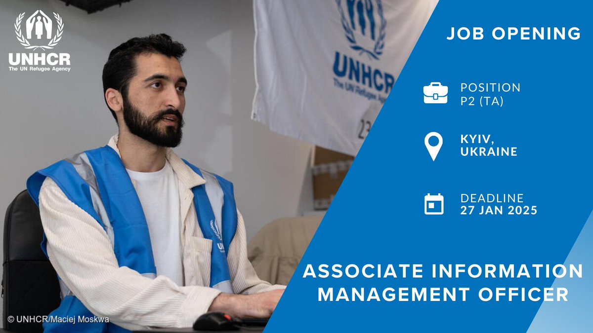 📌 Do you have experience in data sharing, management, and analysis?
👉Join <a href="/Refugees/">UNHCR, the UN Refugee Agency</a> to be our Associate Information Management Officer, P2 (TA) in Kyiv, Ukraine.
➡️Apply from: unhcr.wd3.myworkdayjobs.com/en-US/External…

#UNjobs
