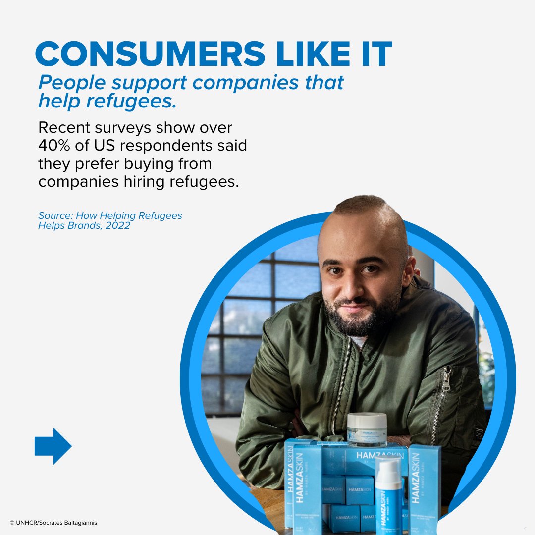Refugees's tweet photo. Supporting the economic inclusion of refugees is good business.

Whether it’s unlocking talent or driving innovation, hiring them helps companies thrive.

See below how your business can lead the way.

#WithRefugees #wef2025