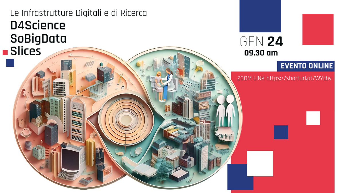 CNR Consiglio Nazionale delle Ricerche (@cnrsocial_) on Twitter photo 🗓️#24gennaio 🕤 9.30 📍online
Presentazione delle infrastrutture digitali del #Cnr,
#Slices #D4Science #SoBigData
All'evento organizzato da <a href="/IITCNR/">Istituto di Informatica e Telematica CNR</a> e <a href="/IstiCnr_It/">Istituto di Scienza e Tecnologie dell'Informazione</a> partecipa, tra gli altri, la Presidente <a href="/MC_Carro/">MariaChiara Carrozza</a>
Scopri di più👇
cnr.it/it/evento/19628 🗓️#24gennaio 🕤 9.30 📍online
Presentazione delle infrastrutture digitali del #Cnr,
#Slices #D4Science #SoBigData
All'evento organizzato da <a href="/IITCNR/">Istituto di Informatica e Telematica CNR</a> e <a href="/IstiCnr_It/">Istituto di Scienza e Tecnologie dell'Informazione</a> partecipa, tra gli altri, la Presidente <a href="/MC_Carro/">MariaChiara Carrozza</a>
Scopri di più👇
cnr.it/it/evento/19628