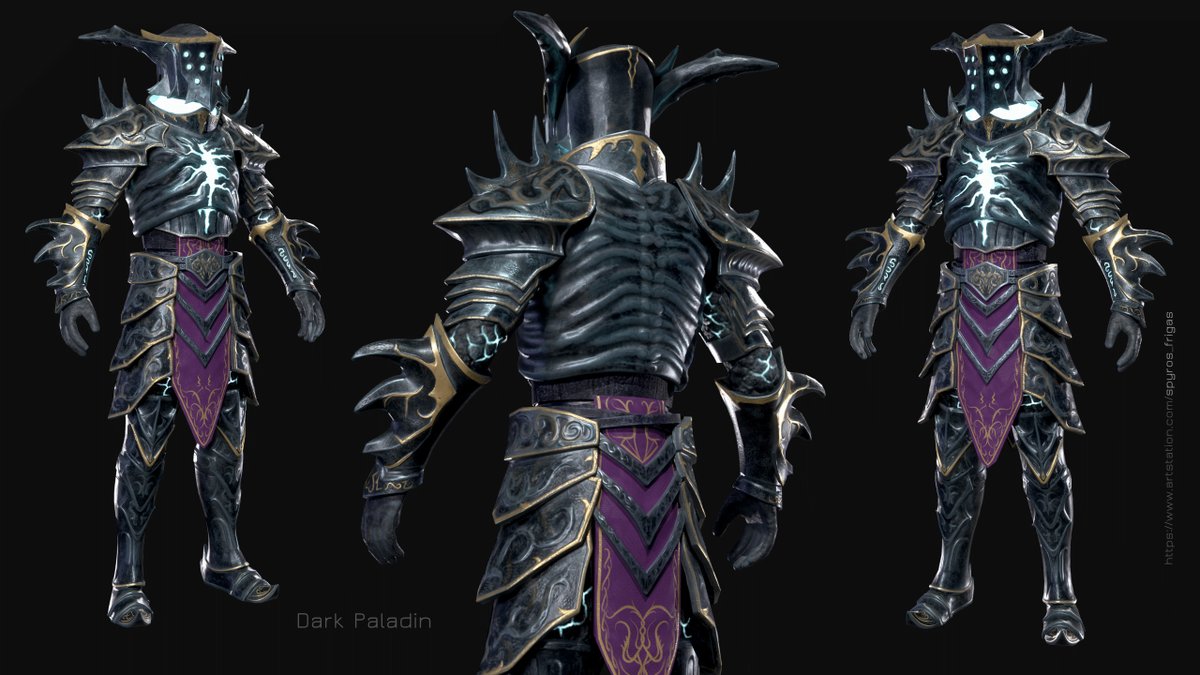 SFrigas's tweet image. Visiting some older works, the Dark Paladin armor set I made for Digital Serpent after the provided concept art.