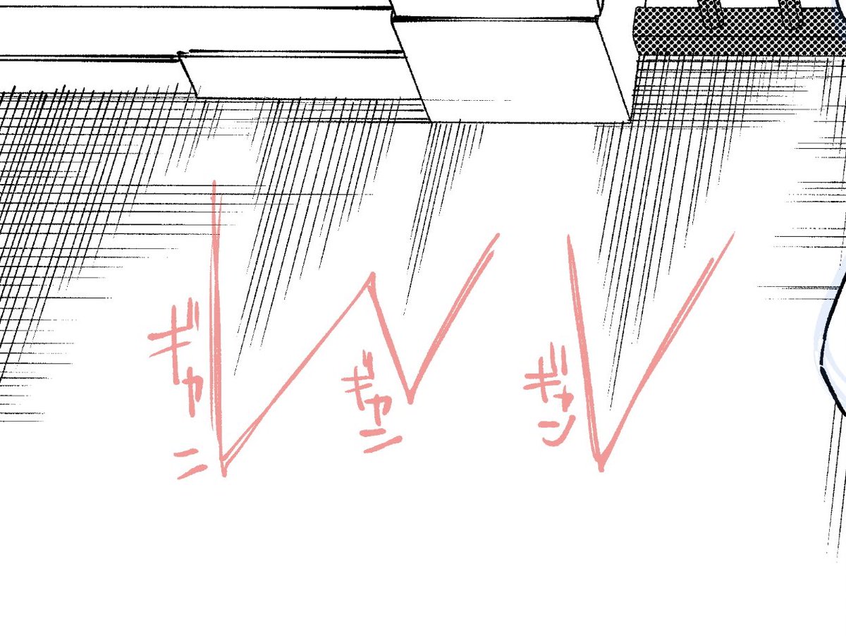 壁や床の汚し的なものよく分からず適当に描いてたけど、三角を意識したら良い感じな気がしないでもない 