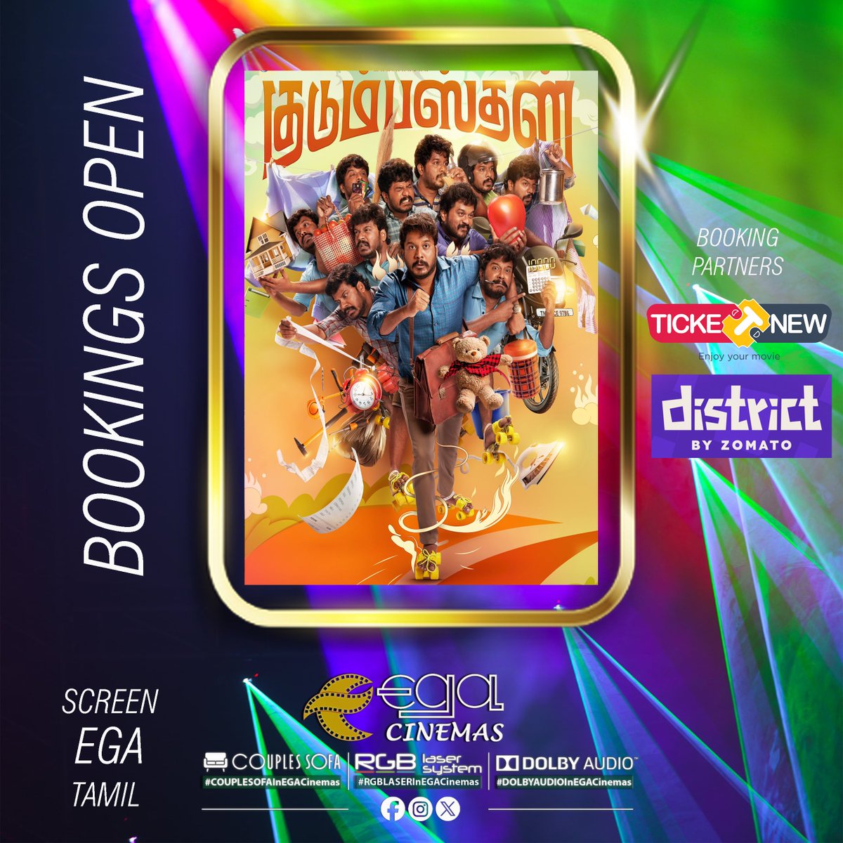 EGACinemas's tweet photo. #Kudumbasthan - TAMIL
#EGASCREEN
#Manikandan
BOOKINGS OPEN - ONLINE & COUNTER
#EGACinemas
#COUPLESSOFA | #RGBLASER | #DOLBYAUDIO
LINK : https://t.co/FQe8TBSAtg https://t.co/sRmAk2NO2E