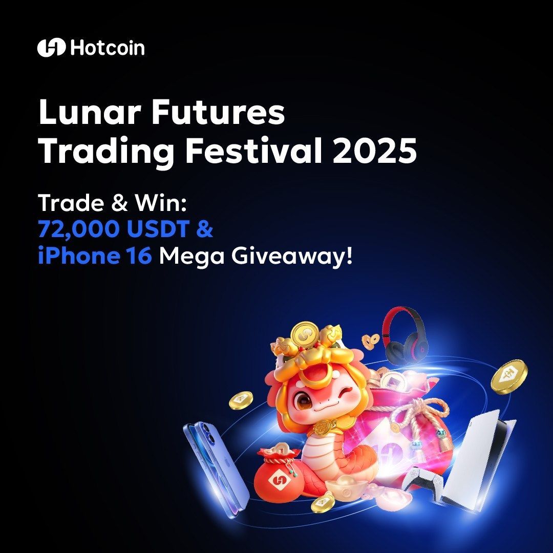 HotcoinGlobal's tweet image. 🐍 LUNAR NEW YEAR MEGA REWARDS IS HERE!!!

💰 $72,000 USDT Prize Pool + iPhone 16, PS5, &amp;amp; Beats waiting for you!
🔥 New Traders: Trade $5,000 → Win up to $200 USDT
🏆 Top 100 Traders: Compete to share $60,000
🎁 Invite Friends: Earn rewards &amp;amp; exclusive gifts!

⏰ Jan 22 - Feb 7…