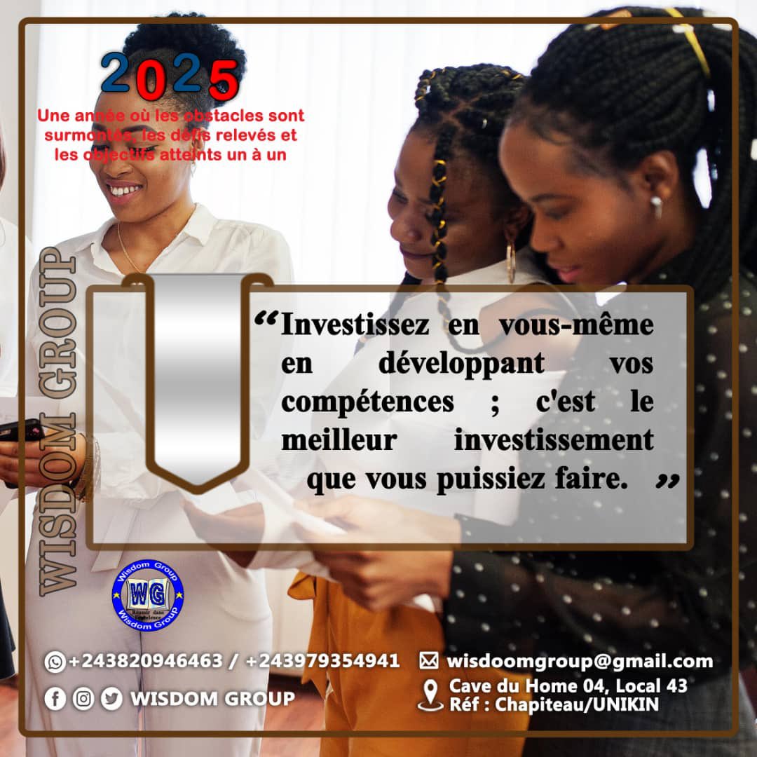wisdomgroup25's tweet photo. «Investissez en vous-même
en développant vos compétences ; c'est le meilleur investissement que vous puissiez faire. »
2025 une année où les obstacles sont surmontés les défis relevés et les objectifs atteints un à un💡
#wisdomgroup #formationprofessionnellecontinue #ressources https://t.co/M6qj2ttwnF