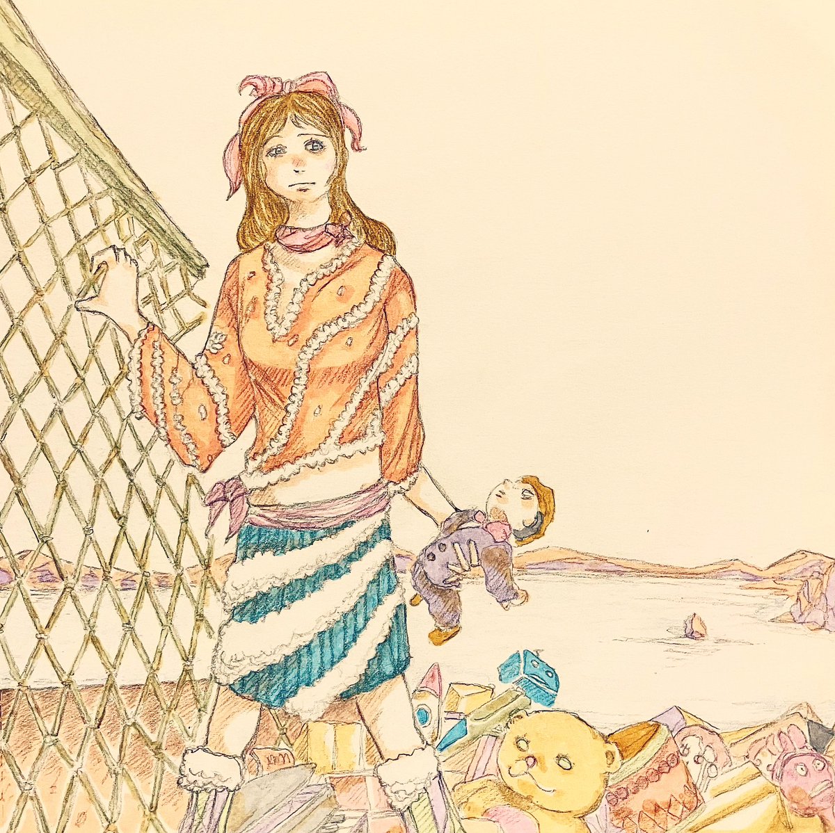 私の物語

＊

子供の頃
たくさんのおもちゃを使って
物語を作るのが好きでした

小学校の帰り道も
空想の世界で身振り手振り
幾多の戦いをしながら帰っていたのを
いまでも覚えています

変な子って
思われていたかも

いま絵を描いてるのは
夢中で物語を作っていたあの頃の
続きなのかもしれません