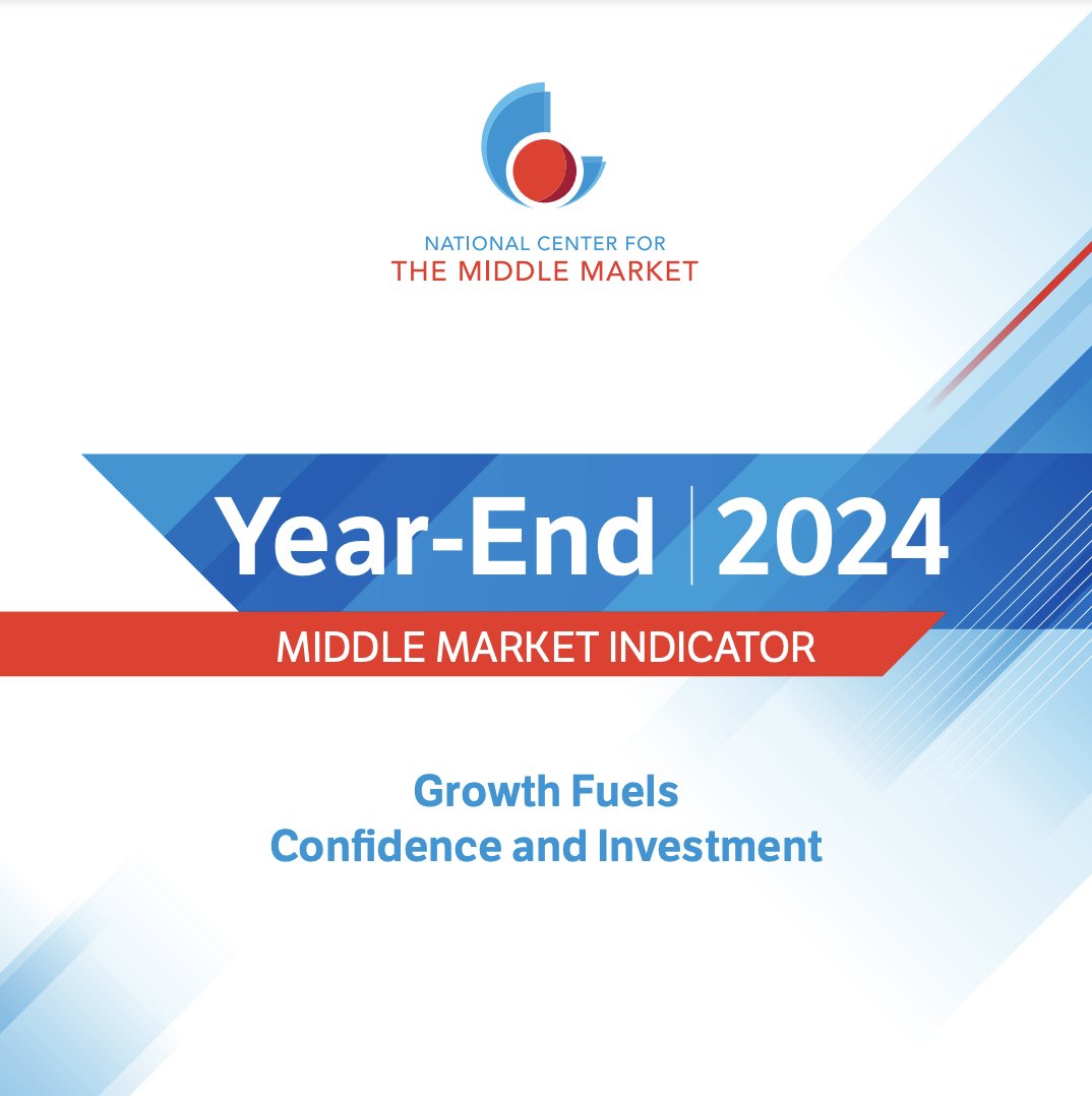 The National Center for the Middle Market has released its year-end 2024 MMI, unveiling record-breaking performance and a positive outlook for U.S. middle market companies.

Download the full report at middlemarketcenter.org/performance-da…
