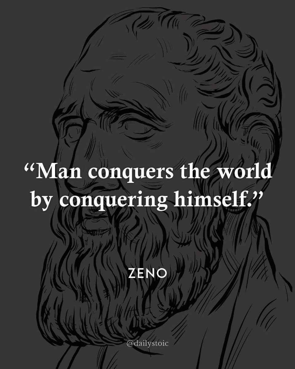 dailystoic's tweet image. "Man conquers the world by conquering himself." — Zeno