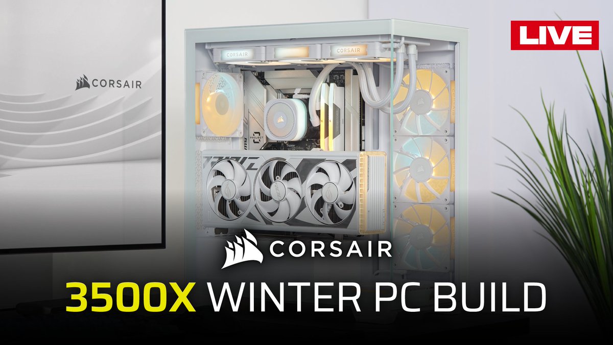 CORSAIR's tweet image. Join us for pt.2 of the Winter Build with @nerdynetty
 
Huge Thanks to @amd and @powercolor for 7800XT GPU!
 
&amp;amp;
 
@AORUS_UK  #AORUSUK for B650E AORUS STEATH ICE BTF MB!
 
Join us, learn and Win Titan AIO!
 
//CORSAIR