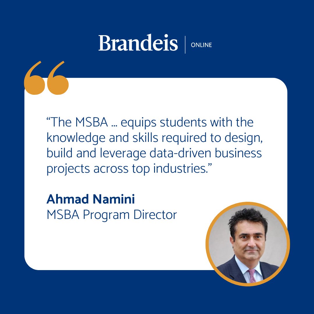 BrandeisGPS's tweet image. This coming fall, Brandeis Online is pleased to welcome the inaugural cohort of our Master's in Business Analytics.

Apply by March 4 to start this fall: brandeis.edu/online/academi…

#Brandeis #BrandeisOnline #MSBA #BusinessAnalytics #OnlineMasters