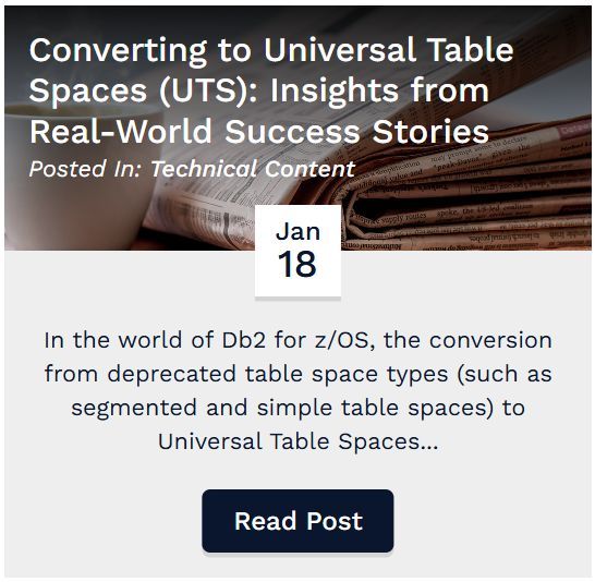 IDUGDb2's tweet image. New on the IDUG blog - Rahul Bajaj &amp;amp; Sreenivas Javvaji share valuable lessons and actionable strategies for converting deprecated table space types to Universal Table Spaces (UTS). Read now - buff.ly/3DXvovG #IDUG #Db2 #Db2zOS