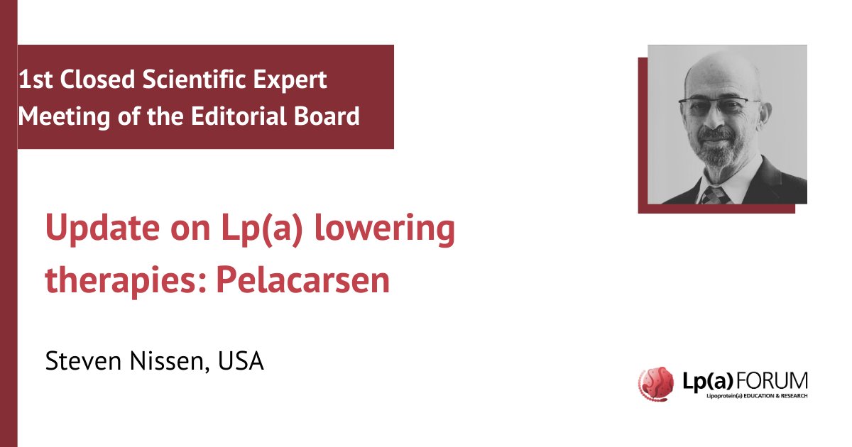 In the latest presentation, lipid expert, Professor Steven Nissen, discusses Phase 2 data on the effects of  #pelacarsen on Lp(a) levels and other ongoing trials.

Watch: lpaforum.org/expert-meeting…

#lipidology #lipidologist #cardiology #cardiologist