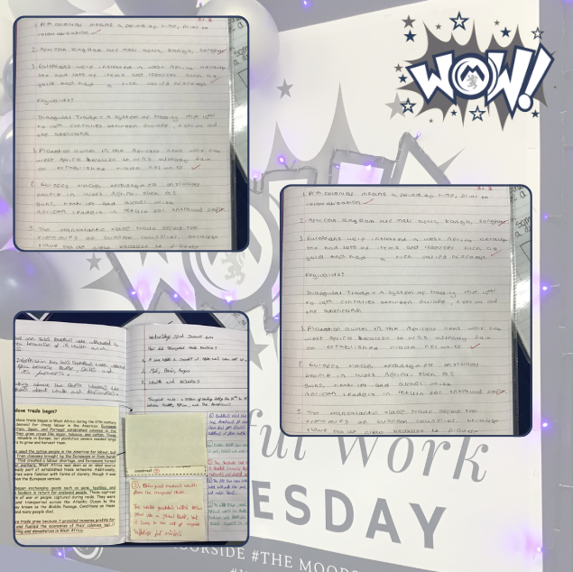 We are super proud of our History students this week bringing lots of work to our Wow Wednesday table at lunch time.