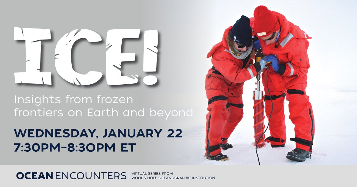 WHOI's tweet photo. Don’t miss #OceanEncounters TONIGHT at 7:30pm ET!🪐✨
Join #WHOI + @Northeastern researchers as they explore life on the frozen frontiers of the universe! Register for this live #virtualevent: https://t.co/FoXxf8tcy7
Will we see you there?
#PolarScience #DeafFriendly https://t.co/TfMaHV48PP
