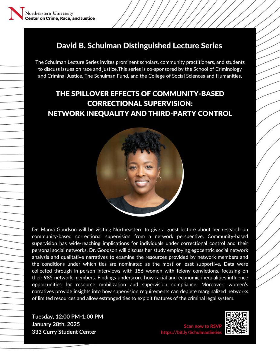 Northeastern Criminology & Criminal Justice (@nu_sccj) on Twitter photo We are thrilled to share that <a href="/GoodsonMarva/">Marva Goodson, PhD</a> Assistant Professor of Criminal Justice at <a href="/ASUCrimJustice/">ASU Criminal Justice</a> will be this year's Schulman speaker! Register:bit.ly/SchulmanSeries We are thrilled to share that <a href="/GoodsonMarva/">Marva Goodson, PhD</a> Assistant Professor of Criminal Justice at <a href="/ASUCrimJustice/">ASU Criminal Justice</a> will be this year's Schulman speaker! Register:bit.ly/SchulmanSeries