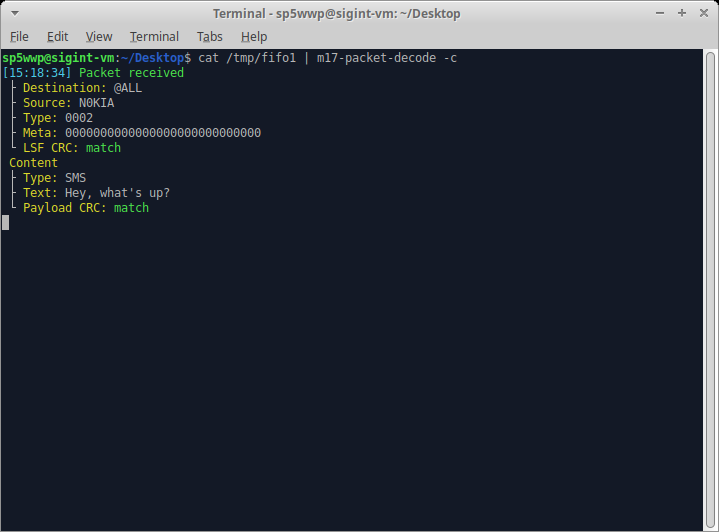 This is the first M17 text message transmitted over RF with a modified Nokia 3310.
^SP5WWP

github.com/M17-Project/M1…