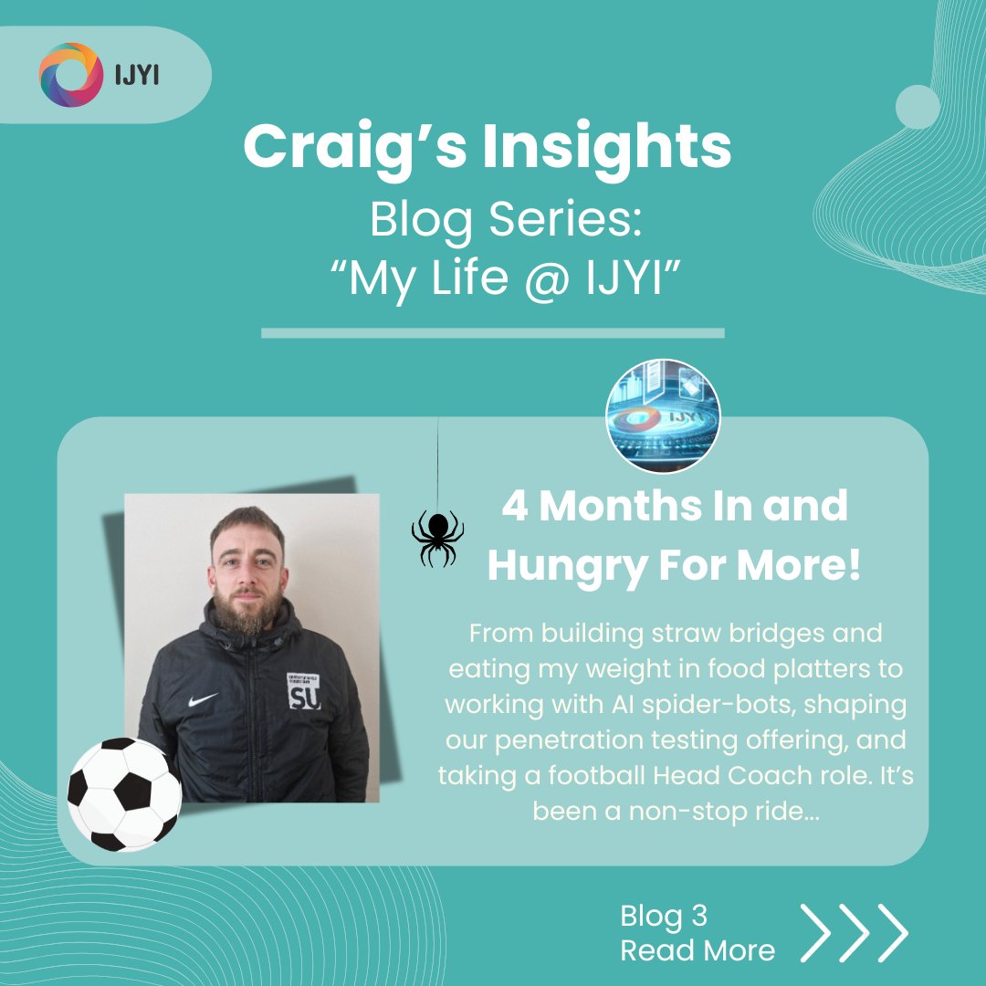 Craig's Insights - 4 Months In and Hungry For More!

In this blog, Craig, our Business Development Manager, shares his latest experiences from building straw bridges and eating his weight in food platters to working with AI spider-bots...

Read here: tinyurl.com/ijyi-craig-blo…