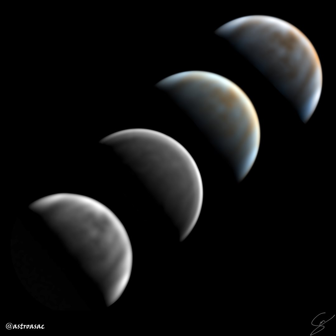 astroasac's tweet image. VENUS . Great detail is seen in the atmosphere of Venus, a difficult planet to photograph due to its low latitude.
Date: 10/01/2025.
Equipment: C11" XLT + ZWO ASI 462mm+ Ir pass 850 nm+ UBVRI Bessel U. Drizzle 1.5x.
#cielosESA #venus #planet #planeta #astrophotography