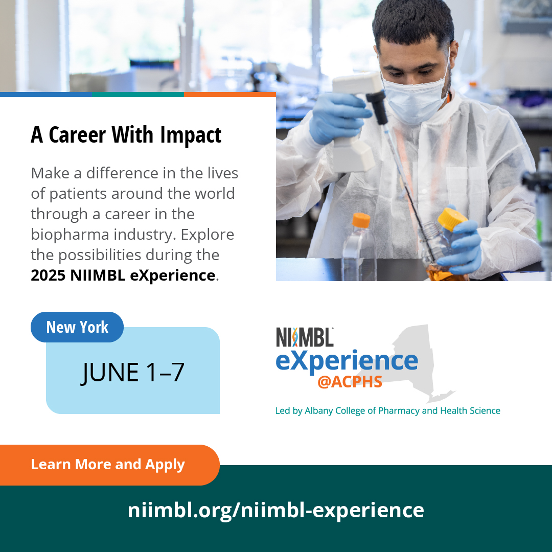 With site visits, hands-on activities, and networking, the #NIIMBLeXperience <a href="/acphsofficial/">Albany College of Pharmacy and Health Sciences</a>  will tell the story of biopharmaceuticals from discovery to patient delivery to a cohort of first- and second-year college students. Learn more &amp; apply: bit.ly/3zK5I48