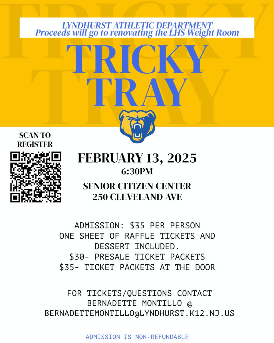 Lyndhurst Athletic Department is running a Tricky Tray to raise proceeds to upgrade the LHS Weight Room.