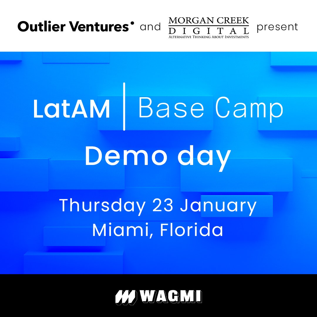 🌟 Tomorrow: LatAM Demo Day 🌟

The wait is almost over. Tomorrow, join us in Miami 🌴 with <a href="/DigitalCurrents/">Morgan Creek Digital (MCD)</a> for a showcase of the most promising Web3 startups driving change in digital payments, financial inclusion, and cross-border trade. 🌍

📅 23rd January
⏰ 3:00 PM - 7:30