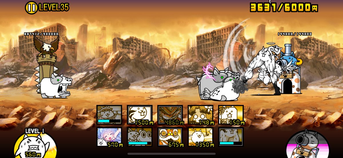 Tengin0129's tweet photo. このキャラ達クリティカル着いてんのかわかんないくらいクリティカル出さねぇ…
あと何回かかるんだろ…
 #にゃんこ大戦争 https://t.co/qTdINhwVLn