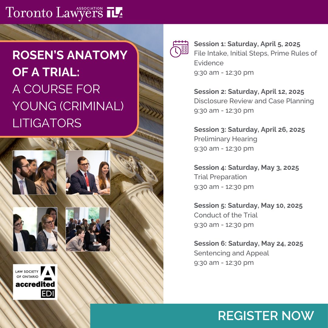 John Rosen, with over 54 years of criminal law experience, is bringing his expertise to YOU!

This unique program is tailored for criminal lawyers and young litigators eager to refine their courtroom skills.

Only 18 spots are available. Register today: loom.ly/9v7cpWA