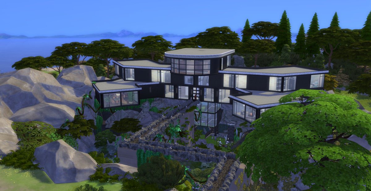 elzabaldi's tweet photo. bonjour! envie d une villa d exception?"new modern rock" villa construite au dessus d un gouffre ! avec 2ch/jumeaux et 2 ch ados ,tranquilitรฉ et confort ,fonctionnelle et sans CC 'mod T.O.O.L)dispo dans ma galerie : elza31 #ShowUsYourBuilds #TheSims4 #thesimslabs https://t.co/wLnoBPdqGy