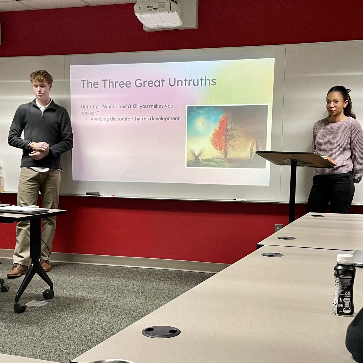 tdirick's tweet photo. Starting our semester long review of “Coddling” in BA481 @Biz_HuntingtonU Thanks to @glukianoff and @JonHaidt for your work. #seniorsem #huntingtonuniv #businessmajors https://t.co/xOOYucRhzT