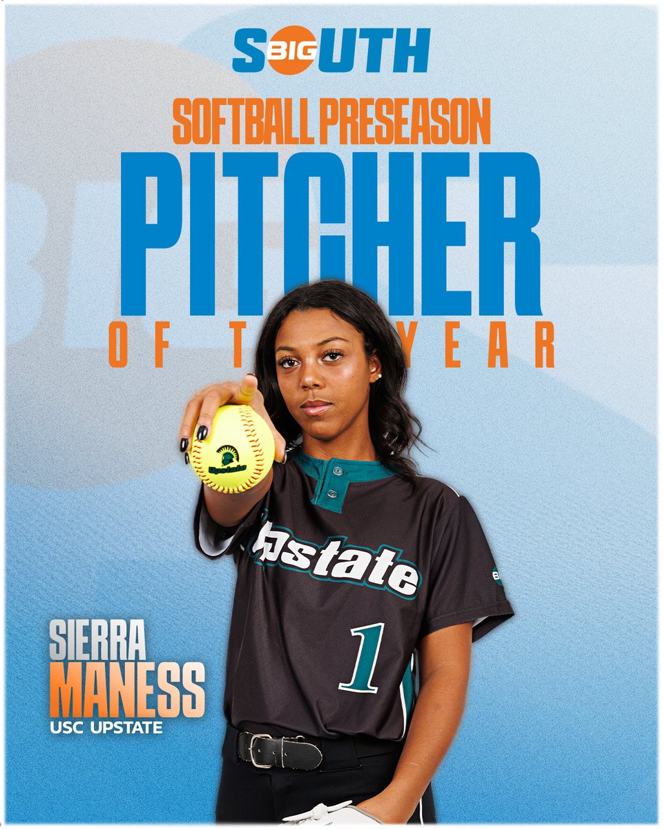2025 #BigSouthSB Preseason Pitcher of the Year 🥎

Sierra Maness // <a href="/UpstateSoftball/">USC Upstate Softball</a> 

Maness was voted Second-Team All-Conference last season and concluded her first collegiate campaign with a 13-11 record, 2.44 ERA, 19 complete games, four shutouts, 124 strikeouts and 163.1 IP!