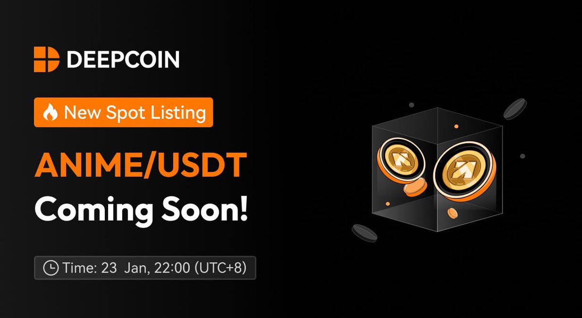 🔥 New Spot Listing 🌐 ANIME/USDT @animecoin Coming Soon! ⏰ Trading Time:  January 23, 22:00 (UTC+8) 🎉 Celebrate with us and dive into the latest  listing! Get ready to trade $ANIME and