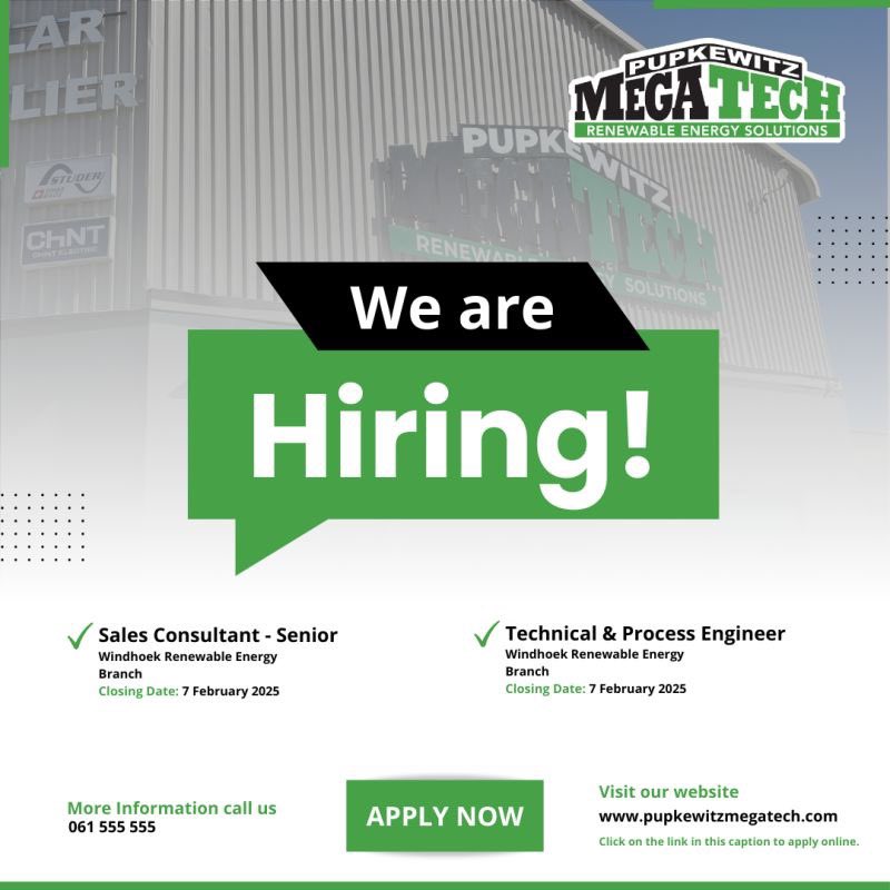 Pupkewitz Megatech is on the lookout for qualified candidates to fill these positions. 

Individuals who are suitably qualified and possess relevant experience for the positions should apply. For additional details about these roles, kindly visit our website and proceed with the